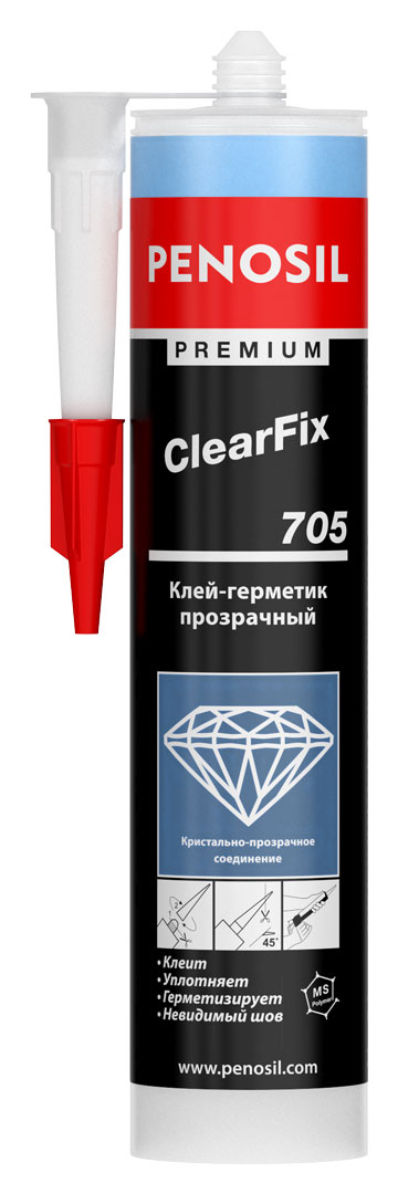 penosil premium многофункциональный прозрачный клей-герметик clearfix 705 290 мл, prostor-market