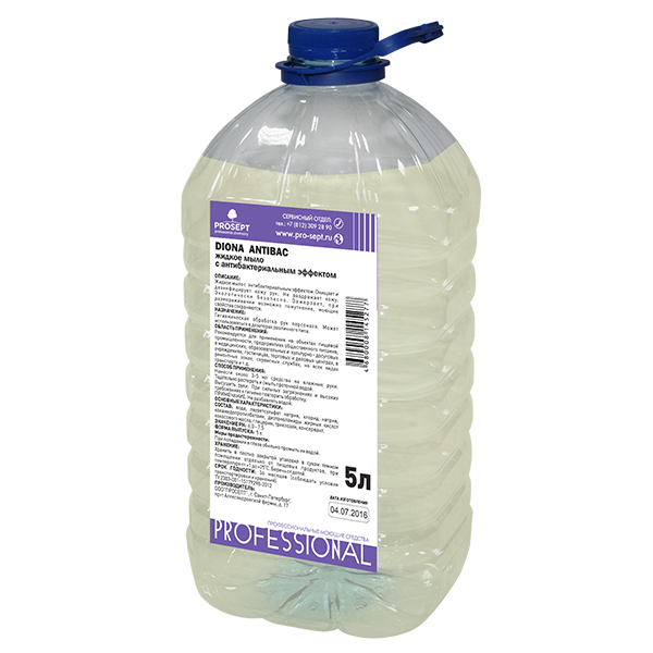 diona antibac  жидкое гель-мыло с антибактериальным компонентом 5л пэт, prostor-market