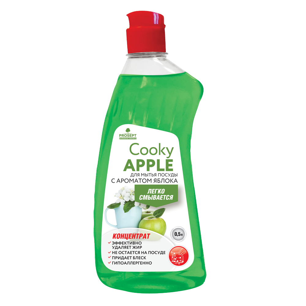 cooky apple гель для мытья посуды вручную.c ароматом яблока 0,5л., prostor-market