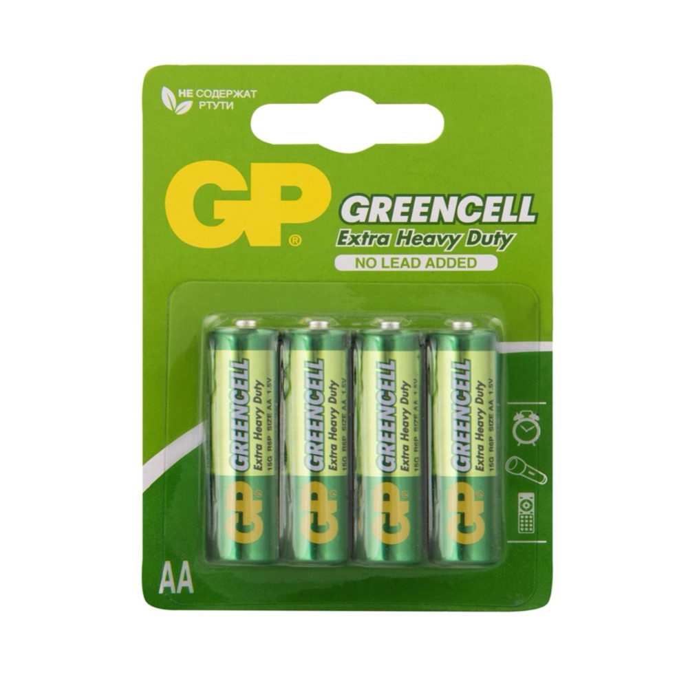 солевые батарейки  gp greencell 15g aa - 4 шт. в блистре, prostor-market