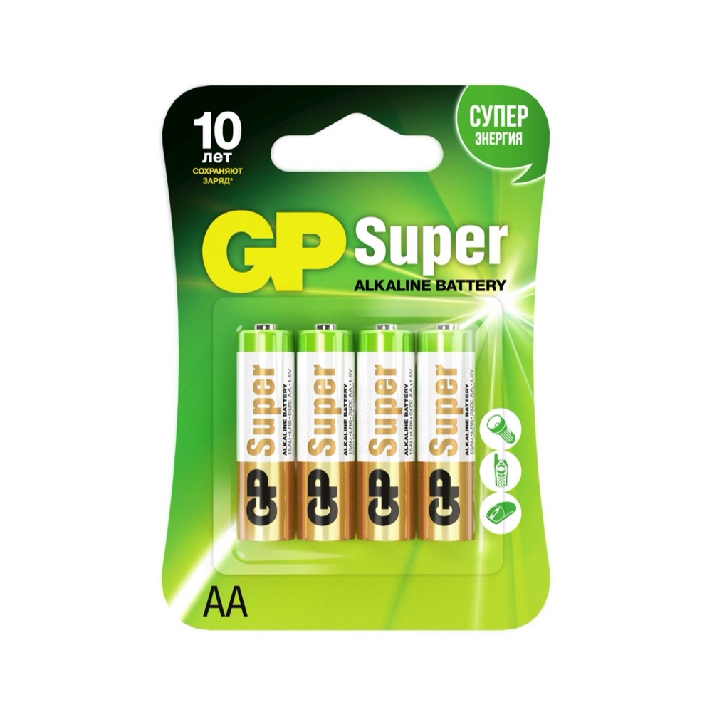 алкалиновые батарейки gp super alkaline 15а аa - 4 шт. на блистере, prostor-market